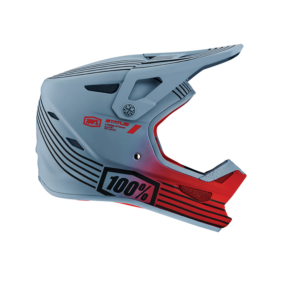 Side profile view of  100% STATUS Helmet - Caltec/Gray