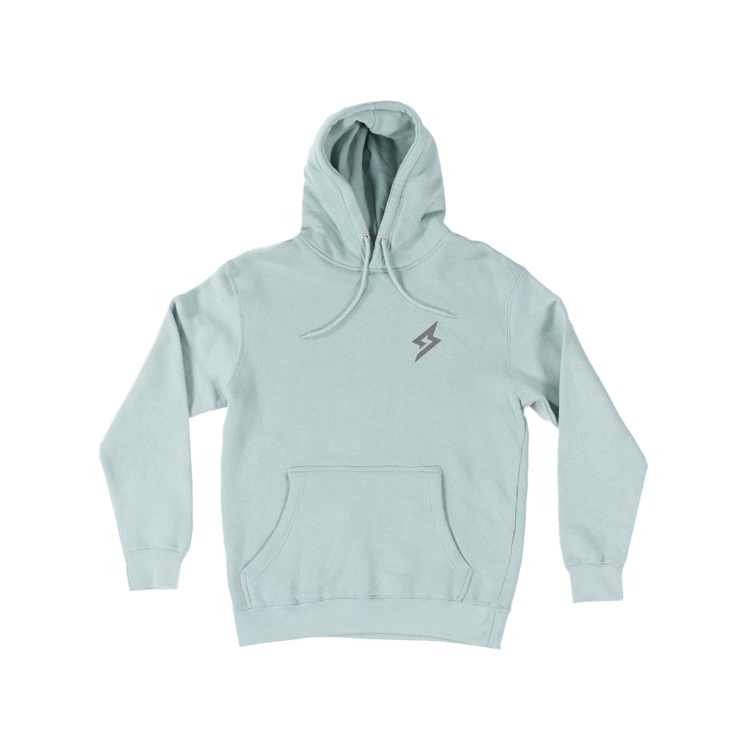 flat lay of Minimal Strings Attached Hoodie front logo