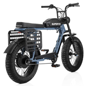 Rear Angle view of S2 Side Rack on full view of Super73 ebike set to white background.