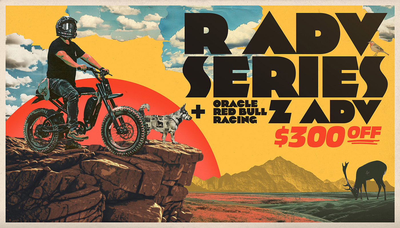 Promotional poster for R AVD Series and Oracle Red Bull Racing Z Adventure promotion. Click to shop the collection and save $300 on all R Adventure models PLUS the Oracle Red Bull Racing Z Adventure Series for a limited time.