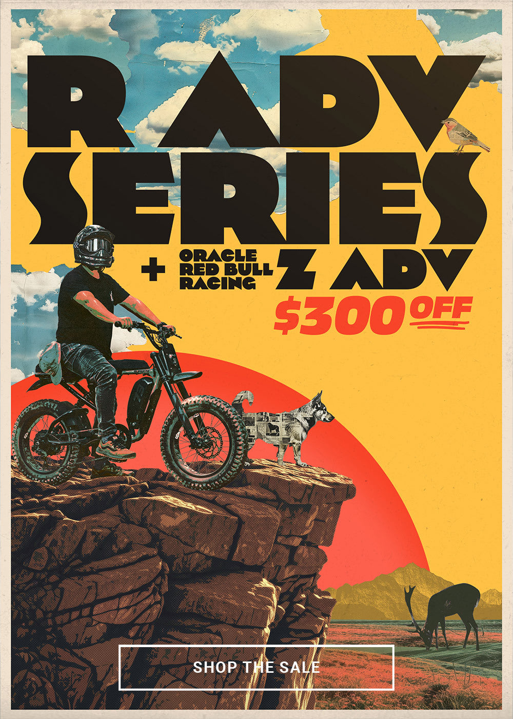 Promotional poster for R AVD Series and Oracle Red Bull Racing Z Adventure promotion. Click to shop the collection and save $300 on all R Adventure models PLUS the Oracle Red Bull Racing Z Adventure Series for a limited time.