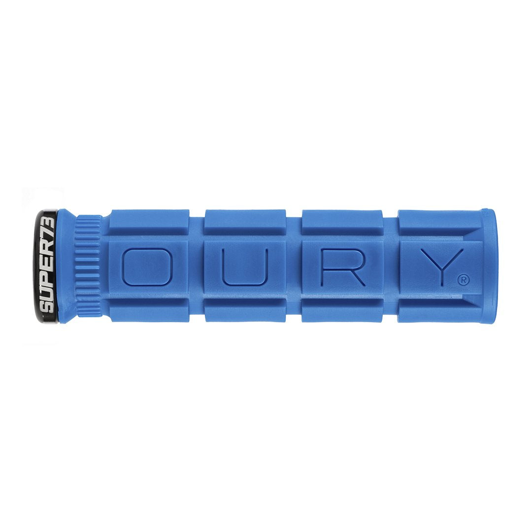 Blue SUPER73 x Oury Single-Sided Locked-On V2 Grip on white background. @color_blue